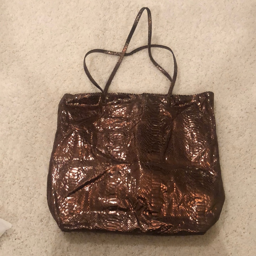 Gold Carlos falchi snakeskin tote
